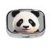 Panda Lovely Head Printing 2 Compartment Small Pill Case Cute Small Pill Box Purse Pill Boxs Travel Pill Organizer for Pocket Purse and Travel Gifts