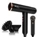 Nicebay Ionic Hair Dryer  Professional Salon Blow Dryer with Diffuser  110000RPM High-Speed Brushless Motor for Fast Drying  Auto-Cleaning  1600W Low Noise Lightweight Hairdryer with 3 Attachments Black&gold