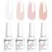 Vishine 4Pcs Jelly Nude Pink Milky White Rose Gel Nail Polish Set Sheer Clear Crystal Translucent French Manicure Gel Nail Polish Kit 8ML Milky White & Jelly