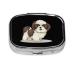 Shih Tzu Dog Portable Mini Travel Daily Pill Box - Square Pill Reminder Vitamin Box
