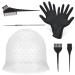 HEQU Hair Coloring Highlighting Dye Cap 5 Pcs Highlights Hair Dye Kit Include Reusable Hair Highlight Cap with Hook Needle Hair Dye Brush Set for DIY Salon Hair Coloring Dye Tools