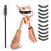 WLLHYF Eyelash Curler Kit Metal Eye Lashes Curler Professional Makeup Tool with Built-in Comb Eye with 10 Replacement Refill Pads Get Dramatically Curled Eyelashes for Women Girl (Rose Gold)
