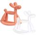 Smooch Rocking Teething Toys for Babies 0-6 Months 12 18 - Easy to Hold Silicone Baby Teether Soft Infant Teething Toys Provides Baby Teething Relief & Soothes Sore Gums (Coral+Clear)