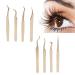 Eyelash Extension Tweezers Set - 8 Premium Stainless Steel Tools for Accurate Application | Ergonomic Design & Pearly Gold Finish - Buy Online on GoSupps.com
