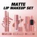 Jolilab 3 in 1 Matte Velvet Lipstick Set - Waterproof Lip Liner Gloss & Lipstick for Perfect Natural Contour - Longlasting & Non-Stick Cup Makeup for Women | International Shipping Available - Buy Online on GoSupps.com