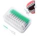 TSHAOUN 200 pieces Interdental brush with storage box interdental brushes for oral care dental floss stick interdental brush made of soft silicone portable dental stick (green) green