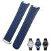 IoTup watch bracelet made of rubber with curved end suitable for Omega Seamaster 300 AT150 Aqua Terra 8900 Speedmaster silicone wrap bracelet 19 mm 20 mm blue white pointed 20 mm