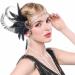 IYOU Crystal Feather Flapper Headpiece Black Rhinestone Headband 1920s Gatsby Hair Accessories for Women Vintage Festival Prom Costume - Buy Online on GoSupps.com