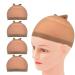 4 pieces of wig caps stretch nylon wig stocking cap for women men children (nylon wig cap light brown) nylon tig cap light brown