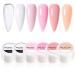 Nail Builder Gel Set Gel Nail Polish Kit 6 Color Hard Gel Builder Nail Extension Gel Clear White Pink Nude Poly Gel Nail Set for Nail Thicken & Strengthen Nail Art DIY for Women