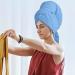 Premium Microfiber Hair Wrap Towel - Quick Dry Soft & Absorbent Turban for Long Thick Curly Hair - Elastic Strap Washable Soft Blue - Buy Online on GoSupps.com