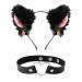 1 Konamo Cat Fox Ears Headband Festive Dress Up Black Pink (pack of 1) One Size Black