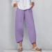 Ulanda Women's Purple Linen Capris with Pockets - Comfy Harem Style Beach Pants - Buy Online on GoSupps.com