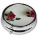 Roses Printed Mini Round Pill Box - 3 Compartment Portable Organizer for Travel Home & Office - Buy Online on GoSupps.com