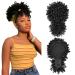 MODSIGHT Afro Puff Drawstring Ponytail with Bangs  Black Kinky Curly Ponytail Bun with Bangs Updo Hairpieces  Short Afro Puffs with Bang for Black Women (Natural Black 1B) 1 piece set 1B Natural Black