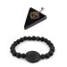 Soulnioi Obsidian Chakra Necklace Triangle Pendant Healing Crystal and Black Sun Volcanic Rock Bracelet Elastic Yoga Lava Beads Obsidian Set 5