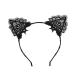 ZHOUBA Women Cute Cat Ear Fashion Lace Hairband Headband Hair Accessories Gift (Black)