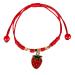 Oralgos set with 2 cute handmade bracelets elegant strawberry/cherry pendant bracelets woven hand rope for friend couple
