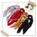 Kakaco Black Satin Silk Hair Scrunchies - Pack of 4 | Elastic Hair Ties Bands for Women and Girls | Red Ponytail Holder - Style A - Buy Online on GoSupps.com