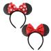 UNSPAZ Mouse Ears Bow Headbands  2 PCS Shiny Sequin Bow Headbands Classic Mouse Ears Headbands for Adult Women Girls(Red Sequin & Red Dot )  Red White Dot