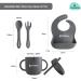 Kiddaroo Baby Weaning Set - Feeding Bib, Sippy Cup, Cutlery, Suction Plate & Bowl - Grey | Baby Led Weaning Essentials with eBook - Buy Online on GoSupps.com