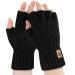 Arfnkim thermally fingerless gloves - women and men rope soft fluffy touchscreen winter gloves for skiing cycling work black