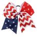 USA Red White Blue Girls Cheer Hair Bow Ties America Flag Glitter Hair Ribbons Bows with Elastic Tie (Red Wave)