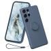 13peas Silicone Case for Samsung Galaxy S22 Ultra 5G (2022) Ring Case Upgrade 360 Degree Holder Stand Mobile Phone Case with Strap Chain Magnetic Car Holders Cover with Inner Microfibre (Blue)
