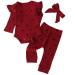 UUAISSO Baby Girls Clothes Cow Letter Print ruffled Long Sleeve Tops and Pants Infant Clothing Outfits Gifts 3-6 Months Wine red Hearts