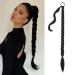 NANNAN 32inch Long Braided Ponytail Extension with Hair Tie Black Straight Wrap Around Hair Braid Extensions for Women Synthetic High Temperature Fluffy Natural Soft Hair Piece for Women Daily Wear 1PC Black