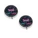 (Purple Dragonfly) Round Pill Box 3 Compartment Pill Box Mini Decorative Pocket Purse Portable Travel Medicine Tablet Vitamin Holder Organizer Pill Case