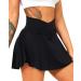 Navneet Women Pleated Tennis Skirt with Pockets Shorts Crossover High Waisted Athletic Golf Skorts Workout Sports Skirts #1 Black(side Pockets) Medium