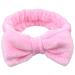 Spa Headband  Bow Makeup Headband for Washing Face  High Elasticity Bowknot Coral Fleece Skincare Headbands for Women Girls (Pink)
