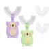 360 U-shaped toothbrush for toddlers for children aged 2 6 and 2 4 and 4 7 and 6 8 years all rounded teeth round wide 3 pages foam manual for boys and girls1 green koala + 1 purple koala + 2 heads