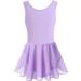 Tegmk Girls Tank Ballet Leotard with Skirt | Butterfly Hollow Back Dance Dress | Size 6-8 Years | Purple - Buy Online on GoSupps.com