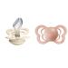 BIBS Couture Baby Pacifier 2-Pack | Made in Denmark | BPA Free Dummy Soother Anatomical Nipple. Silicone Size 2 (6-18 Months) Ivory / Blush