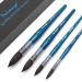 Dainayw Professional Mop Watercolor Brushes  Squirrel Hair & Horse Hair Synthetic Blend Round Paint Brush Set for Art Painting  Gouache  4 Size  Blue Handle