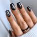 Christmas Press on Nails Short Black Fake Nails with Snowflake Designs Full Cover Artificial Glue on Nails False Nails for Women and Girls - Buy Online on GoSupps.com