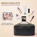 Aucuu Premium PU Cosmetic Travel Bag- Large Capacity Waterproof Organizer, Geometric Black Design - Gift for Women - Buy Online on GoSupps.com