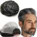 Real hair toupet for men 0.04mm V-Loop PU super thin skin hair system yanaair European real hair parts toupet real hair wig man (10 x 8 " #1b40 black and gray)