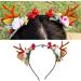 Flower Headband Flower Antlers Hairband Elk Deer Animal Horns Hair Band Hair Hoop Headwear Halloween Christmas Hair Accessories Photography Props for Women Girls - Buy Online on GoSupps.com