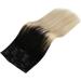 Moresoo 24 Balayage Clip in Hair Extensions 120g Double Weft Dark Roots Black to Blonde Ombre Human Hair 7pcs - #1B/18/60 - Buy Online on GoSupps.com