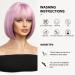 OUFEI Pink Purple Wigs for Women Short Wavy Wig With Bangs Natural Synthetic Hair Heat Resistant Wigs for Daily Party Cosplay Wear - Buy Online on GoSupps.com