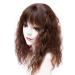 Women's Curly Wavy Synthetic Hairpieces with Bangs for Thinning Hair (14" Thin Black) 14" (Thin) Black