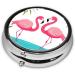 Shop Palm Leaf & Flamingos Mini Round Pill Box - Travel Pill Organizer with 3 Compartments for Home & Office - Buy Online on GoSupps.com