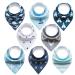 Yafane Baby Triangle Bibs 8 Pack Neckerchiefs Burp Cloth Cotton Absorbent Soft for Baby Boys Toddlers Light Blue