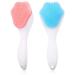 Silicone Face Scrubber 2 Pcs Soft Bristles Facial Mask Applicator Manual Handheld Face Cleansing Brush Facial Spatula Waterproof Skincare Tools for Blackheads Makeup Residues Removal (Blue Pink)