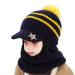 Uniyoung Baby Winter Warm Hat Scarf Toddler Girls Boys Ear Flaps Hood Balaclava Kids Fleece Lining Knit Pompom Beanie Hat with Visor Ski Snow Caps for 1-5 Years One Size Navy