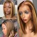 10 180% Density Highlight Ombre Bob Human Hair Wig P4/27 - HD Lace Frontal Pre Plucked - Blonde Front Wigs for Black Women - Buy Online on GoSupps.com