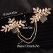 Dainty Bridal Gold Leaf Hair Comb Headband with Crystals and Pearls - Buy Online on GoSupps.com